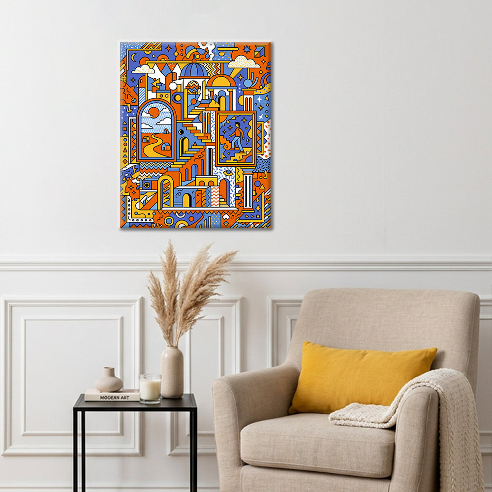 Paysage géométrique onirique - Peinture par numéros