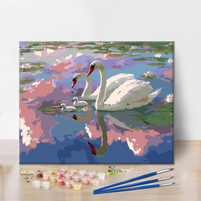 Cygnes de la lagune - Peinture par numéros