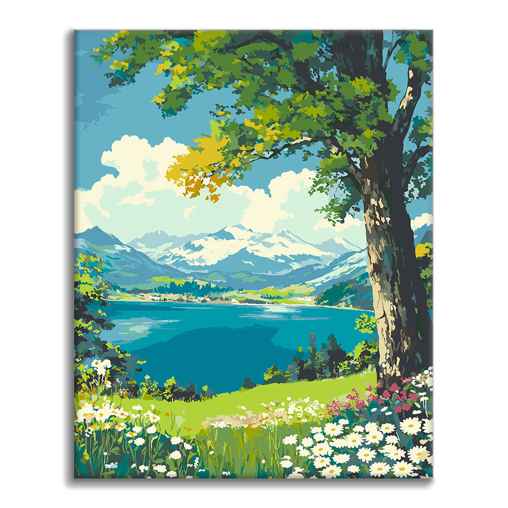 Fleurs au bord du lac - Peinture par numéros