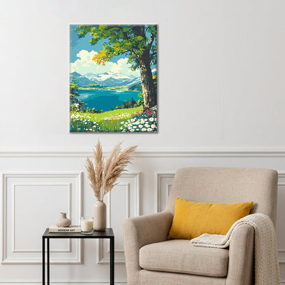 Fleurs au bord du lac - Peinture par numéros