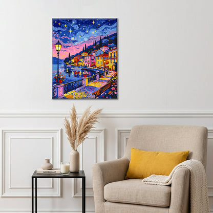 Rues colorées au clair de lune - Peinture par numéros