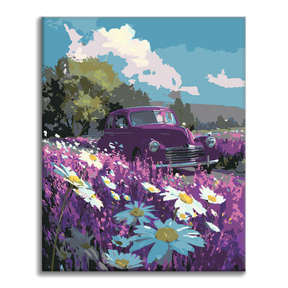 Promenade dans le champ violet - Peinture par numéros