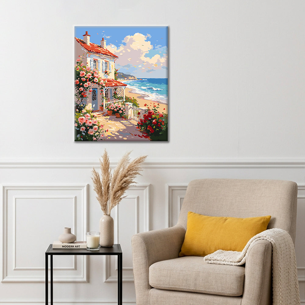 Seaside Rose Cottage - Peinture par numéros