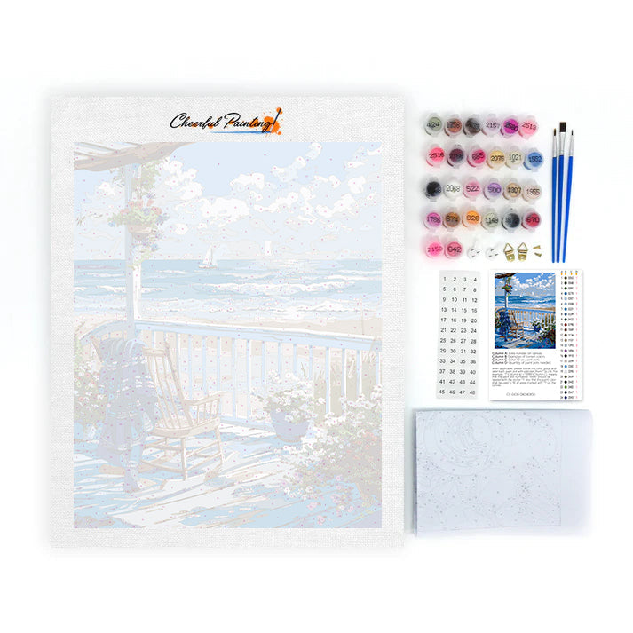 Après-midi en terrasse au bord de la mer - Peinture par numéros