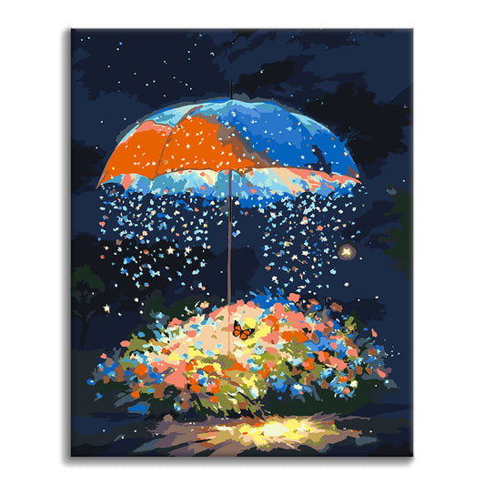 Jardin étoilé sous les parapluies - Peinture par numéros