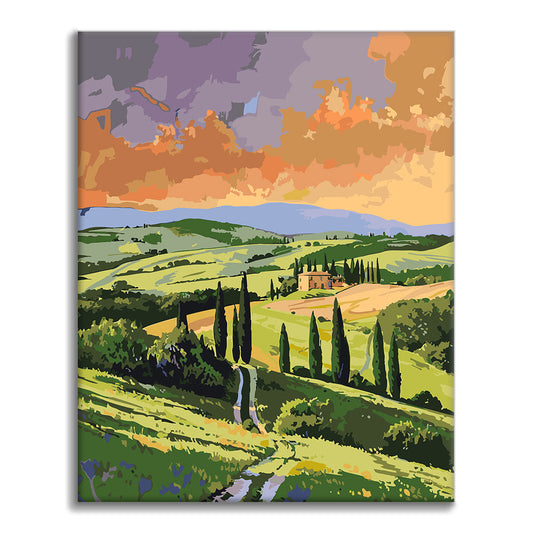 Cyprès toscan - Peinture par numéros