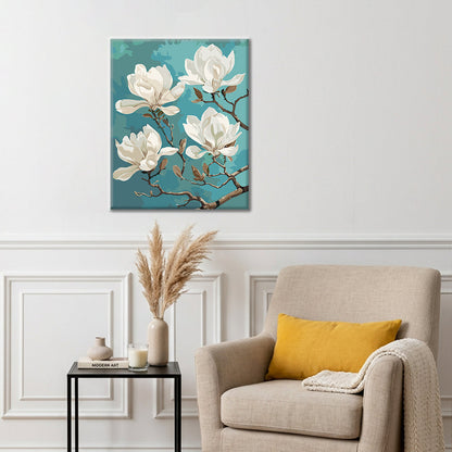 Magnolia blanc en gros plan - Peinture par numéros