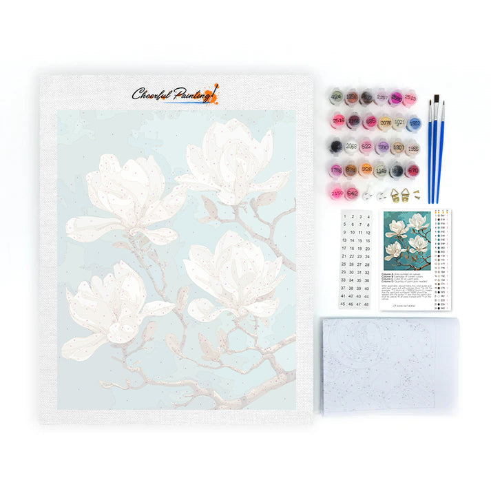 Magnolia blanc en gros plan - Peinture par numéros