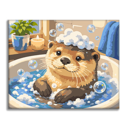 Loutre au bain – Peinture par numéros