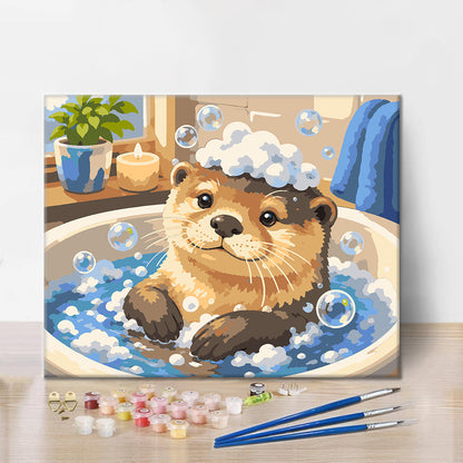 Loutre au bain – Peinture par numéros