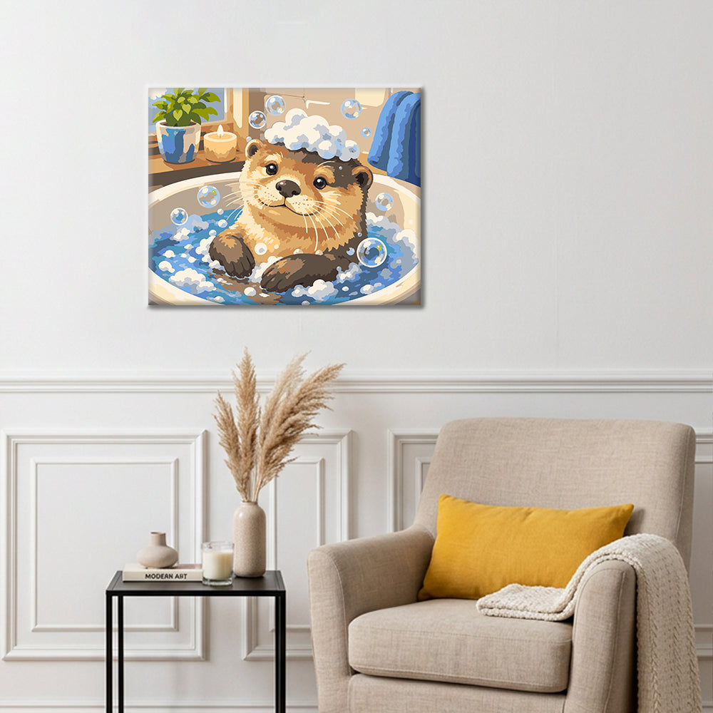 Loutre au bain – Peinture par numéros