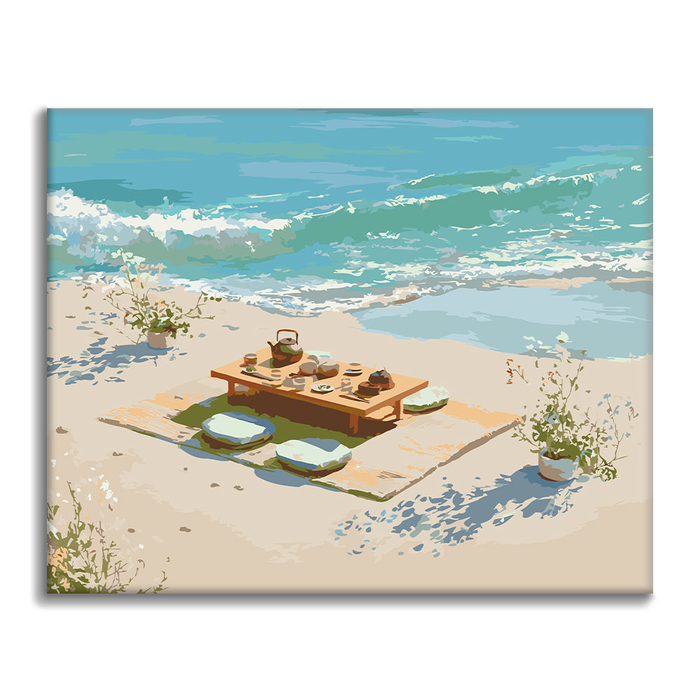 Thé au bord de la mer – Peinture par numéros