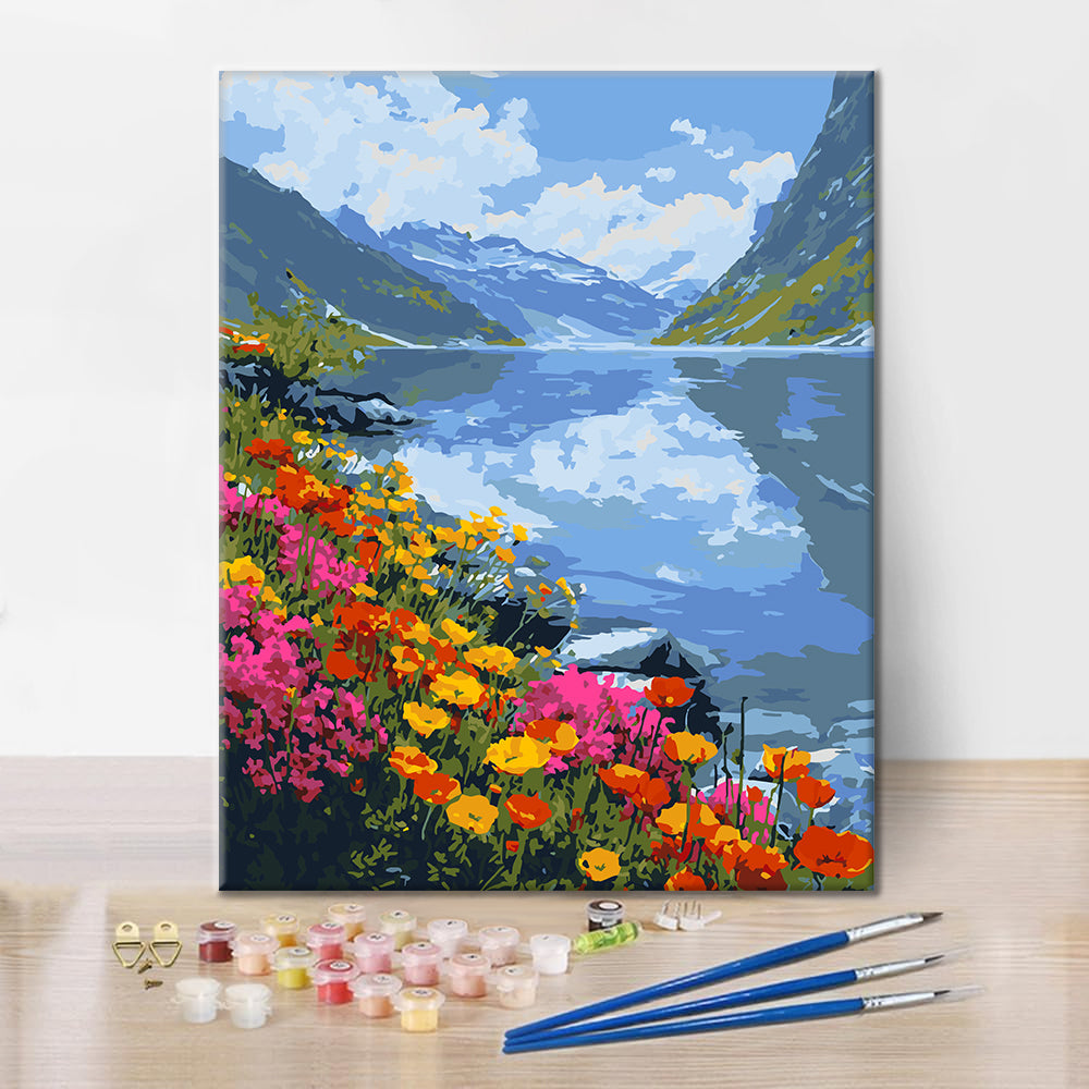 Lac fleuri – Peinture par numéros