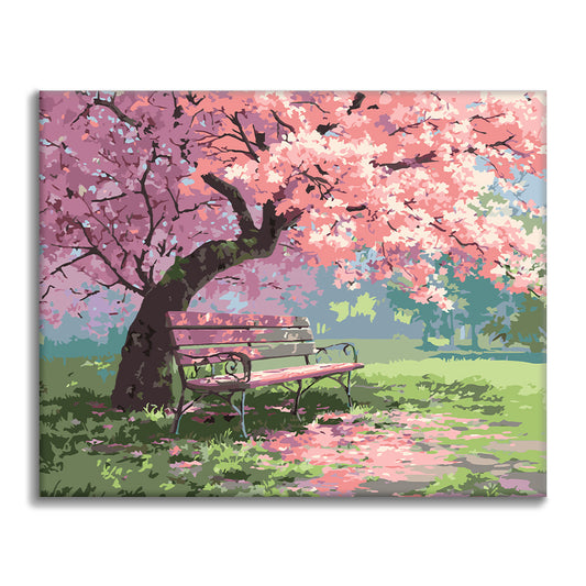 Banc fleuri – Peinture par numéros