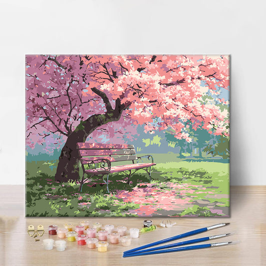 Banc fleuri – Peinture par numéros