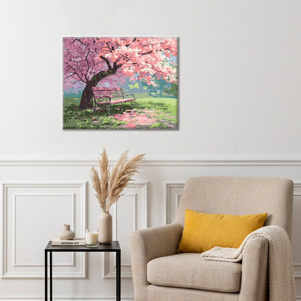 Banc fleuri – Peinture par numéros