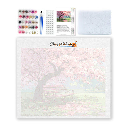 Banc fleuri – Peinture par numéros