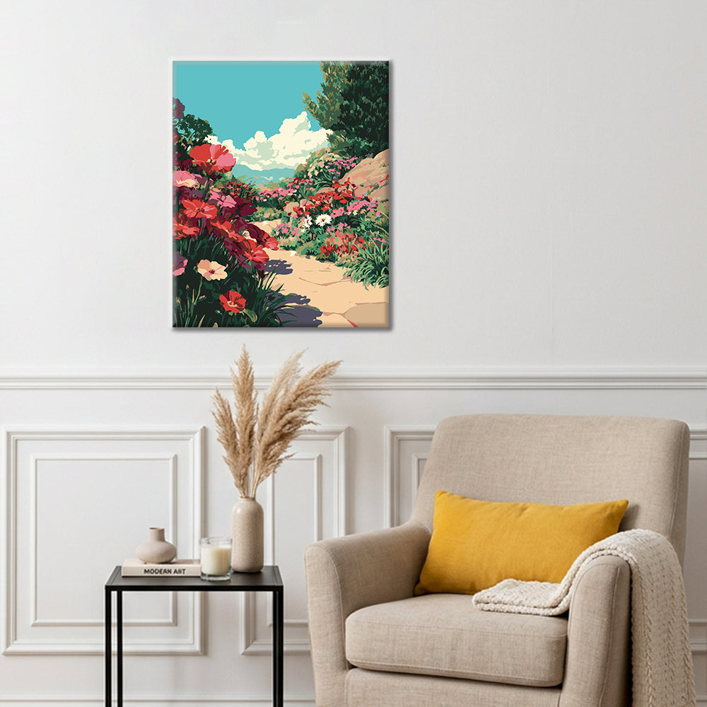 Chemin fleuri – Peinture par numéros