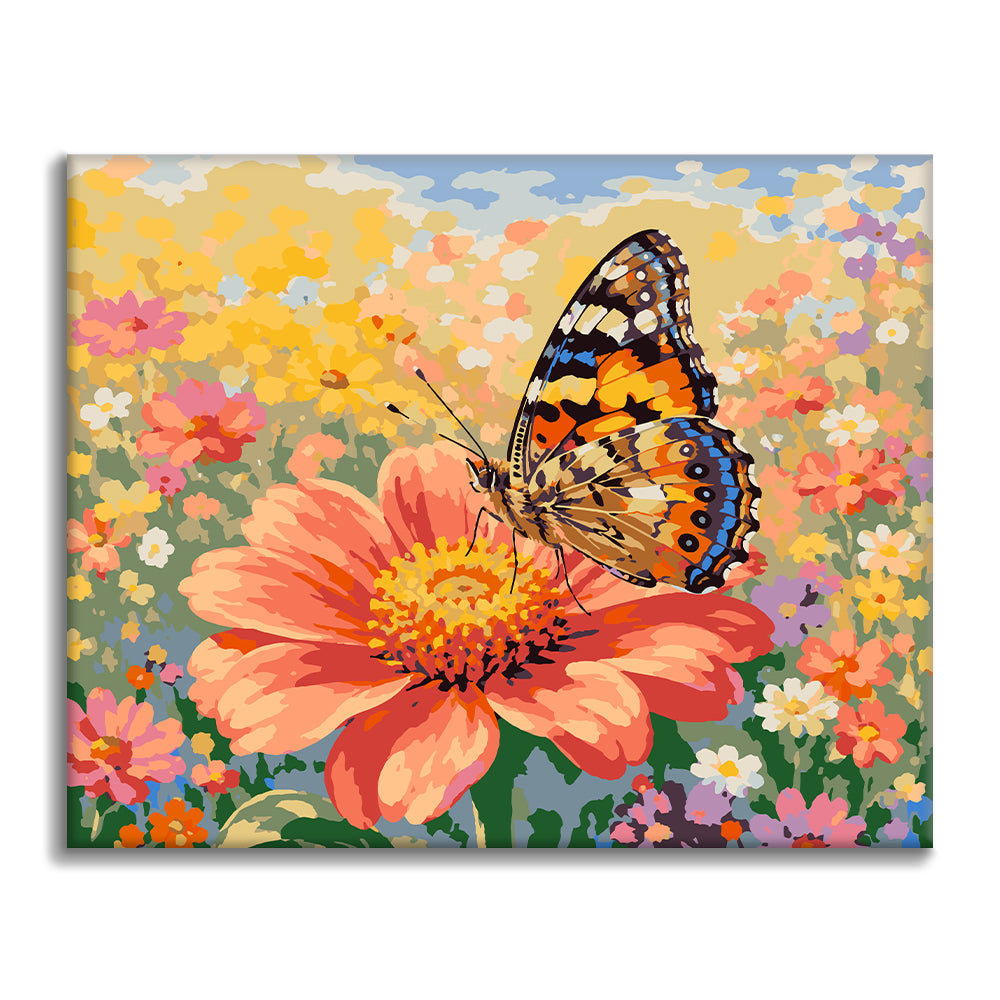 Papillon sur une fleur – Peinture par numéros