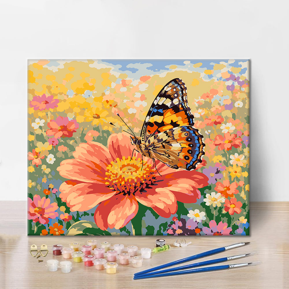 Papillon sur une fleur – Peinture par numéros