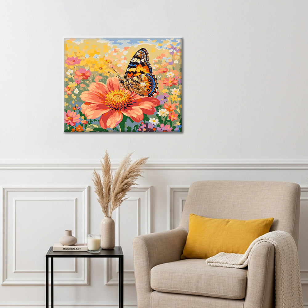 Papillon sur une fleur – Peinture par numéros