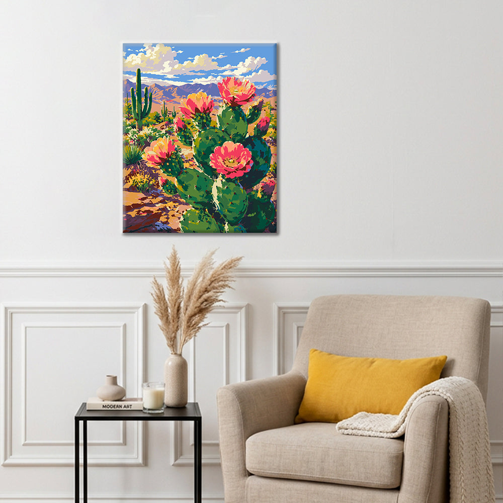 Fleur de cactus – Peinture par numéros