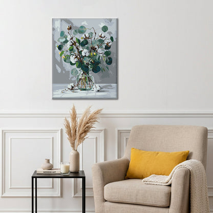 Eucalyptus et coton blanc – Peinture par numéros