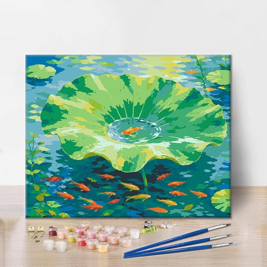 Poisson sur feuille de lotus – Peinture par numéros