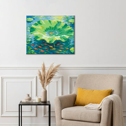 Poisson sur feuille de lotus – Peinture par numéros
