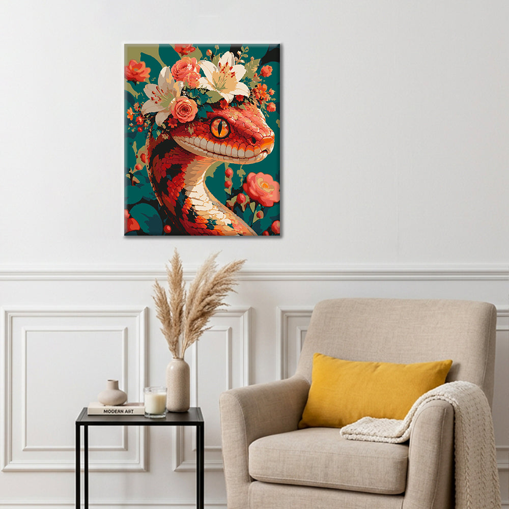 Serpent floral – Peinture par numéros