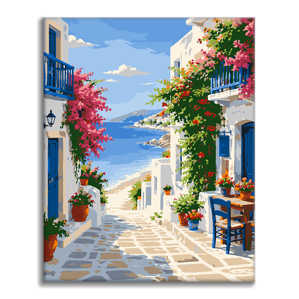 Rue d’île grecque – Peinture par numéros