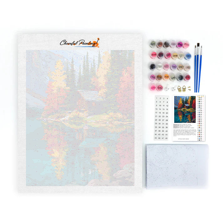 Cabane au bord du lac – Peinture par numéros