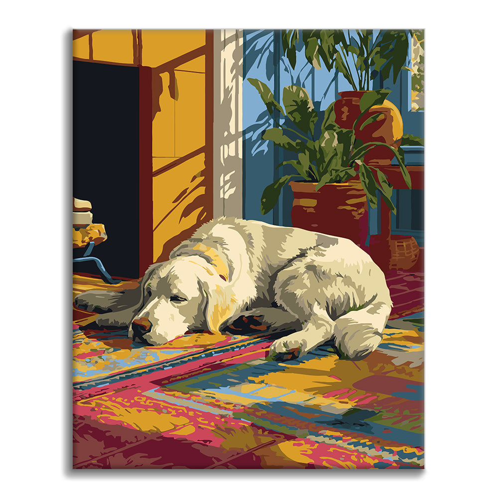 Golden retriever paresseux – Peinture par numéros