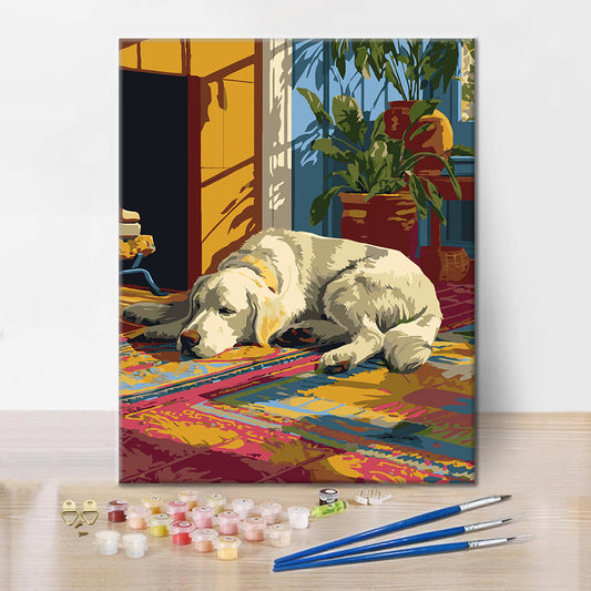 Golden retriever paresseux – Peinture par numéros