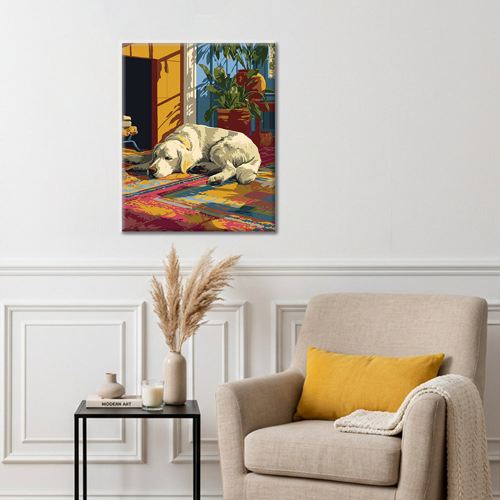 Golden retriever paresseux – Peinture par numéros