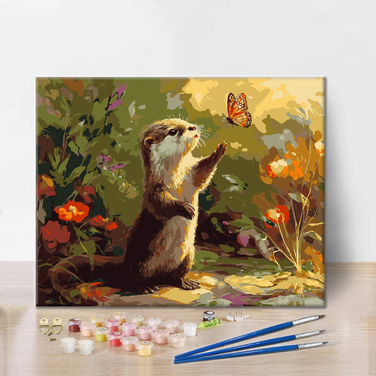 Loutre et papillon – Peinture par numéros