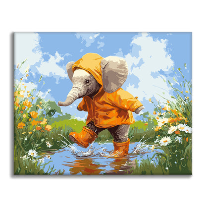 Éléphant sous la pluie – Peinture par numéros