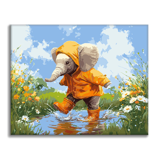 Éléphant sous la pluie – Peinture par numéros