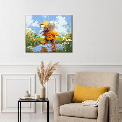 Éléphant sous la pluie – Peinture par numéros