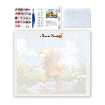 Éléphant sous la pluie – Peinture par numéros