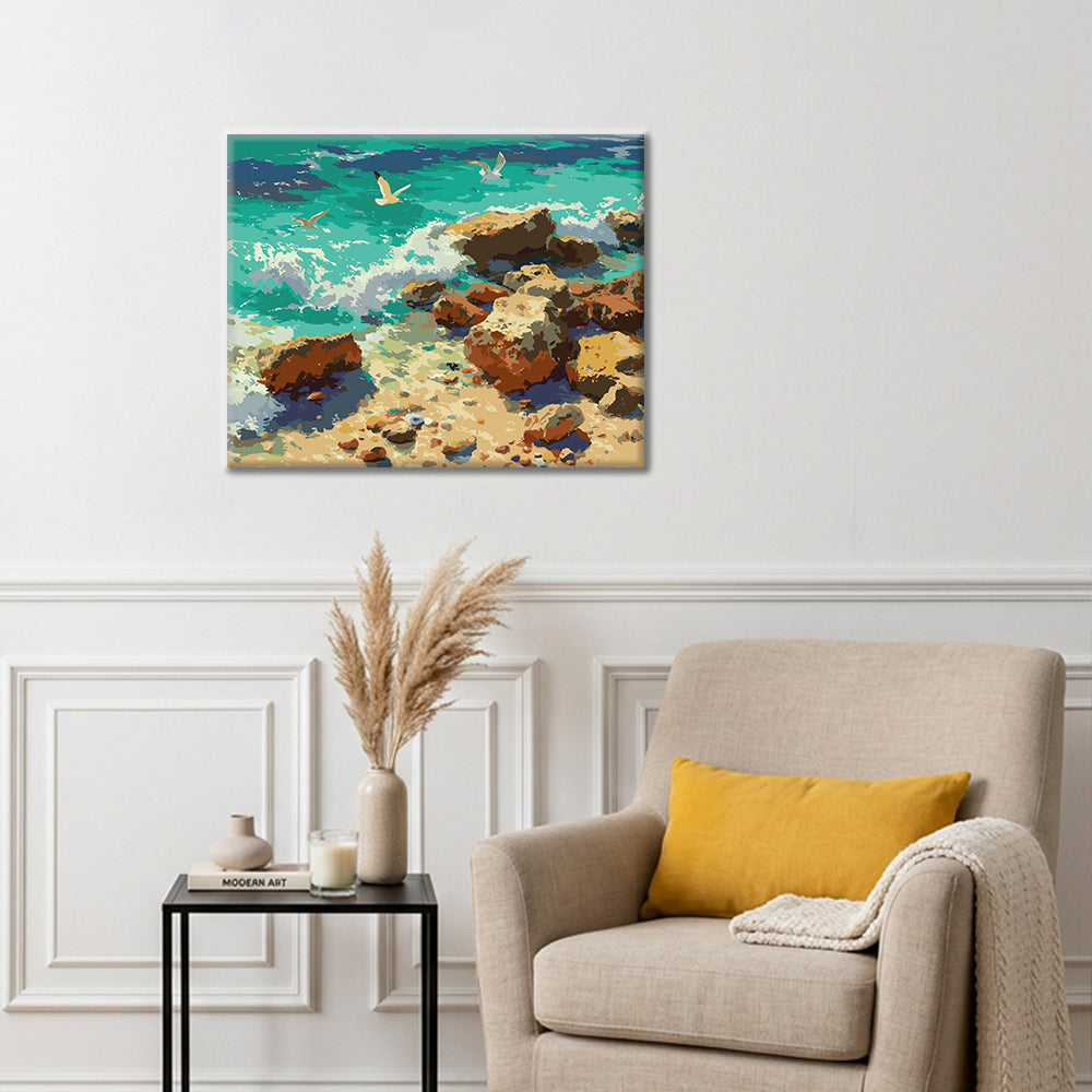 Rivage rocheux – Peinture par numéros