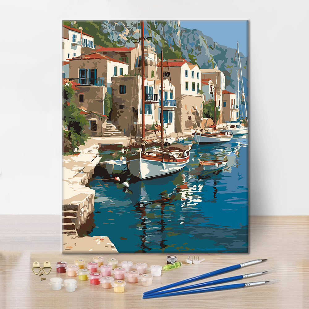 Voiliers au port de mer – Peinture par numéros