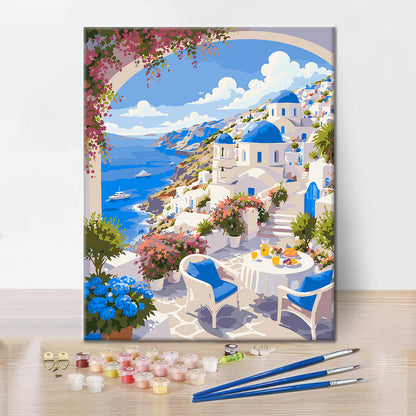 Bonheur à Santorin – Peinture par numéros