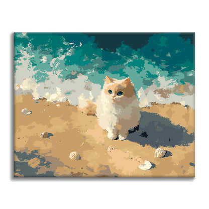 Chaton au bord de mer – Peinture par numéros