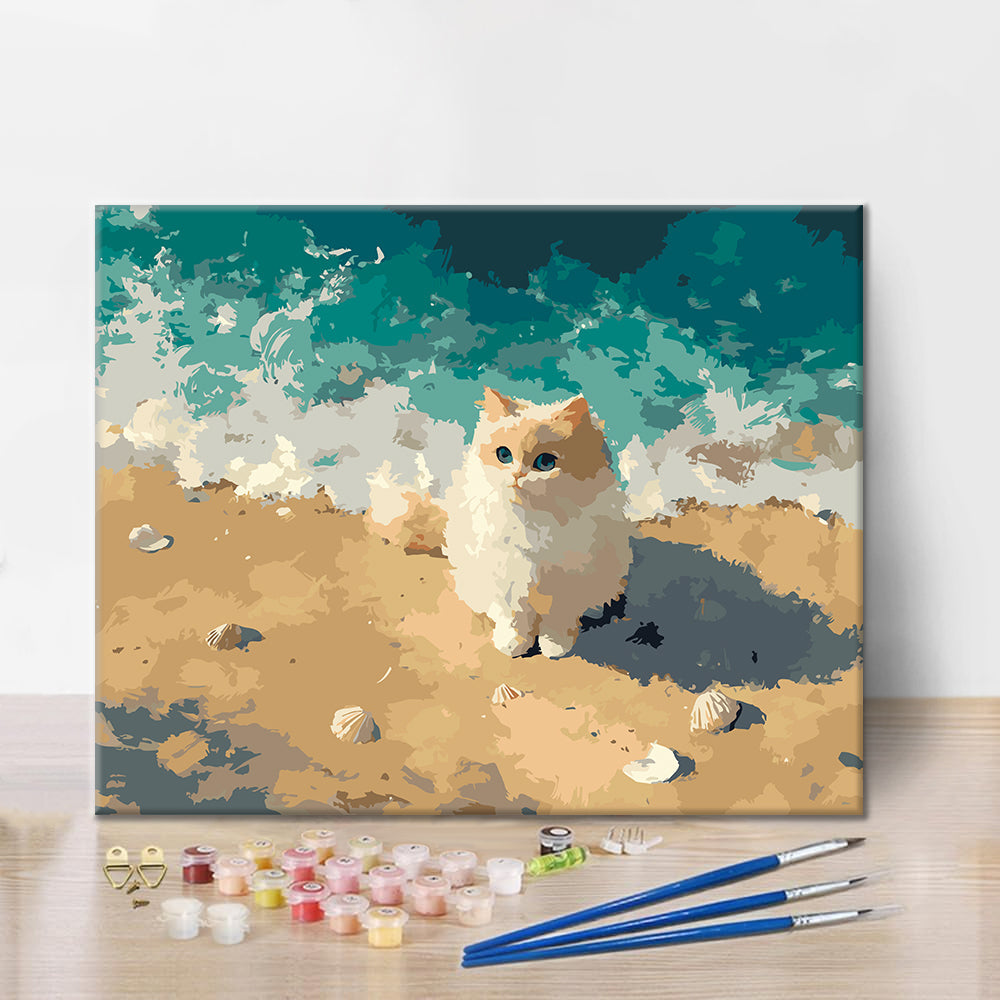 Chaton au bord de mer – Peinture par numéros