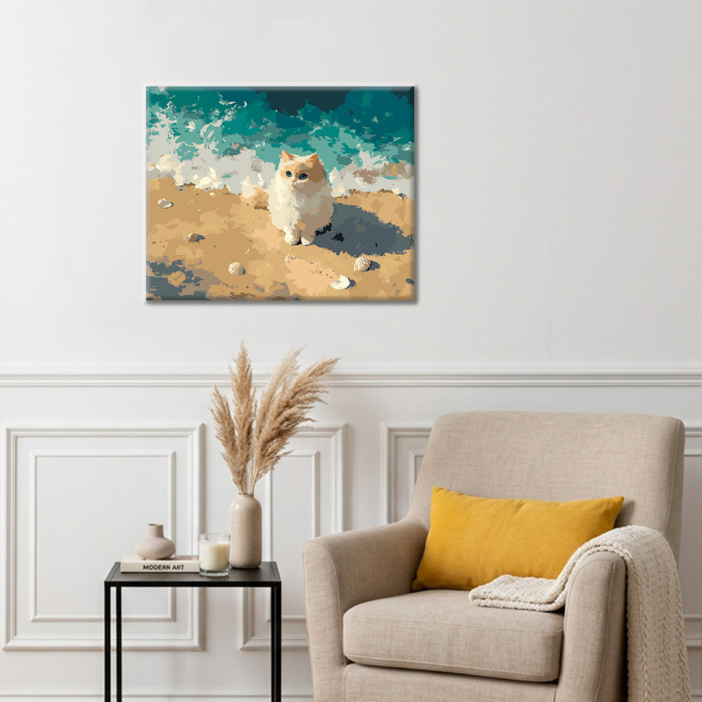 Chaton au bord de mer – Peinture par numéros