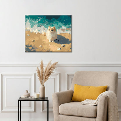 Chaton au bord de mer – Peinture par numéros