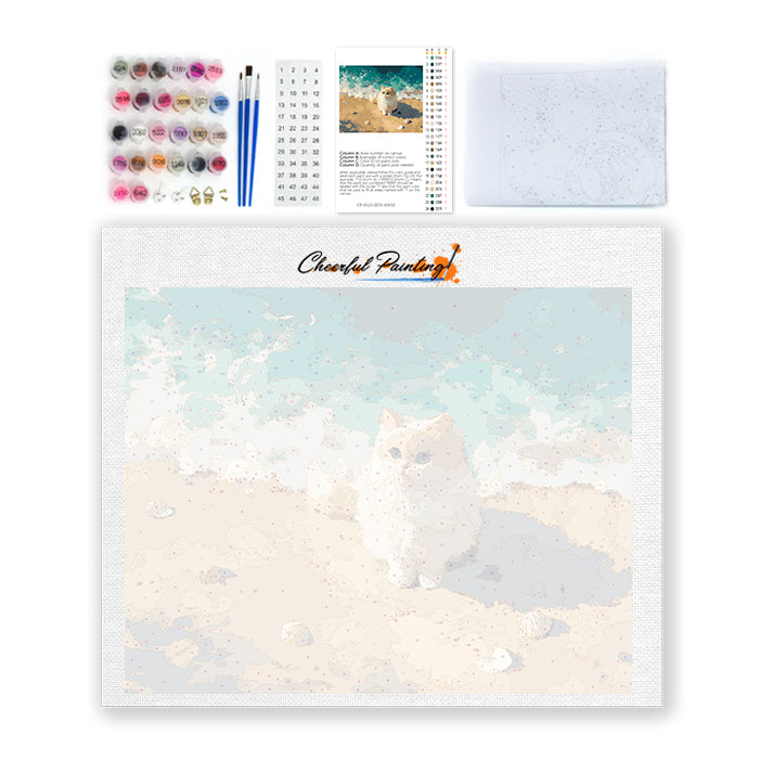 Chaton au bord de mer – Peinture par numéros