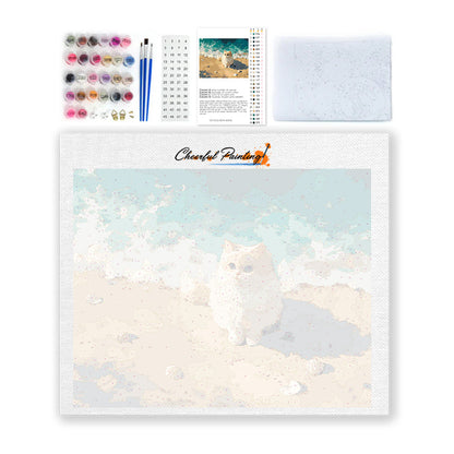 Chaton au bord de mer – Peinture par numéros