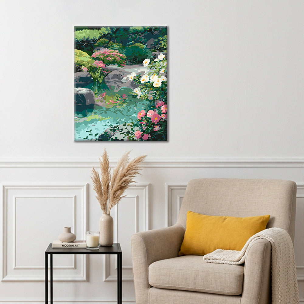 Reflets d’un jardin serein – Peinture par numéros